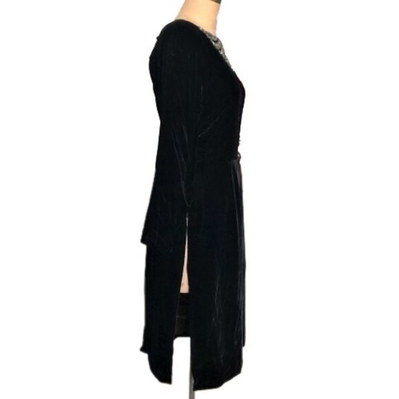 Vintage velvet lace up back beaded sequin dress - Picture 6 of 16